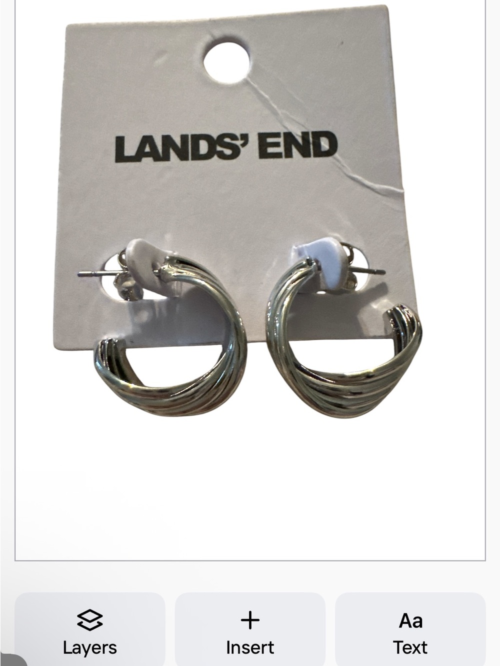 Lands' End Polished Silver Twisted Hoop Stud Earrings